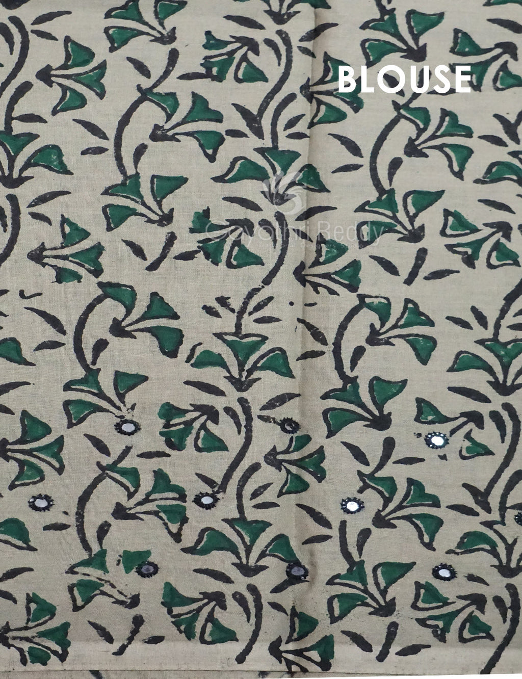 Light Olive Mix Grey Colour Block Print With Mirron Embroidered Pure Mulmul Cotton Saree By Gayathri Reddy Designer Studio
