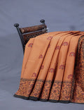 Dark Mustard Colour Block Print With Mirron Embroidered Pure Mulmul Cotton Saree By Gayathri Reddy Designer Studio
