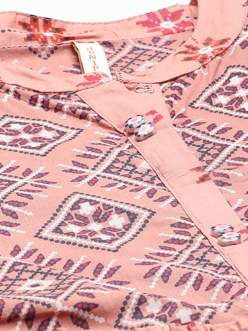 Juniper Womens Peach Cambric Printed Tiered Maxi Dress
