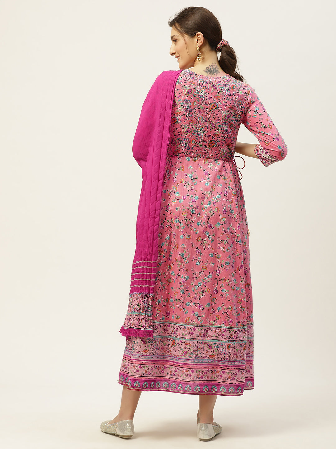 Juniper Womens Coral Cambric Printed Maxi Dress