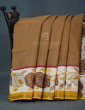 Khaki Green Colour Block Print Pure Kota Cotton Saree By Gayathri Reddy Designer Studio