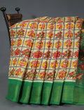 Shades of Lime Green And Mango Green Blouse Patola Print Semi Chanderi Saree By Gayathri Reddy Designer Studio