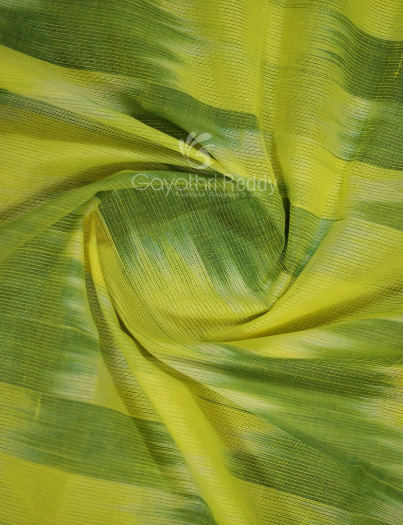 Dual Shades of Lime Green Mangalagiri Ikkat Cotton Saree By Gayathri Reddy Designer Studio