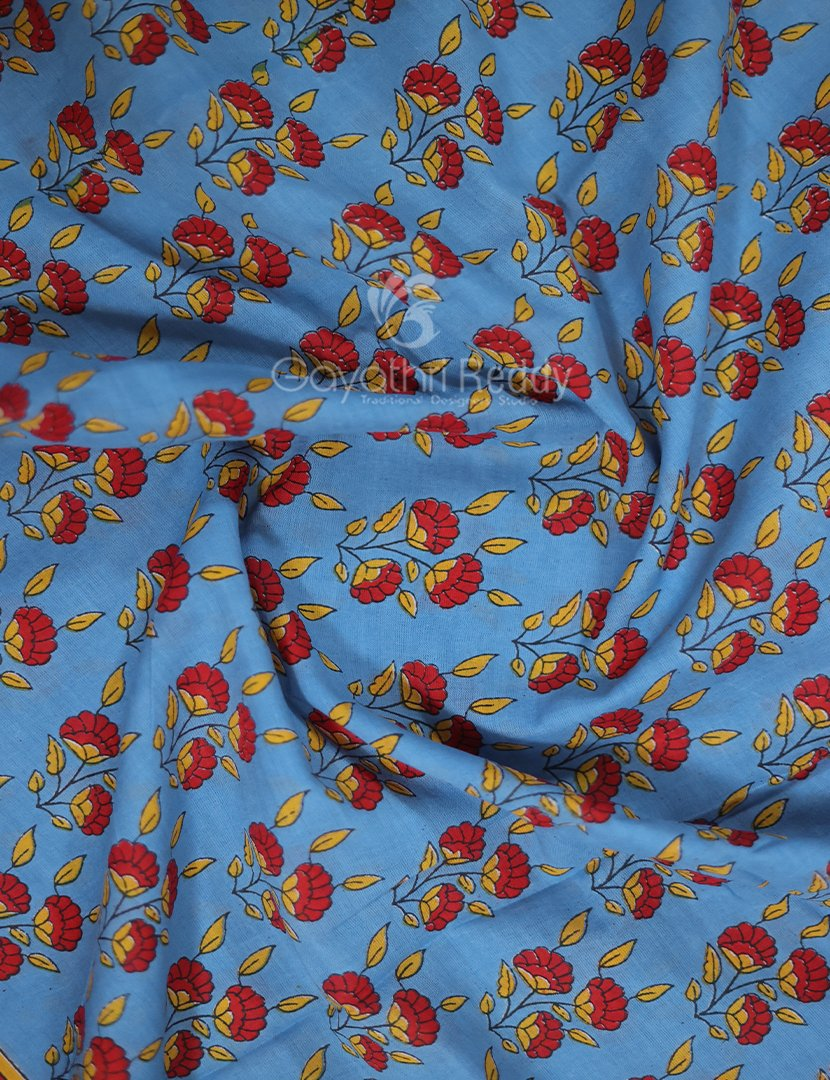 Shades of Blue Combination Printed Cotton Saree By Gayathri Reddy Designer Studio