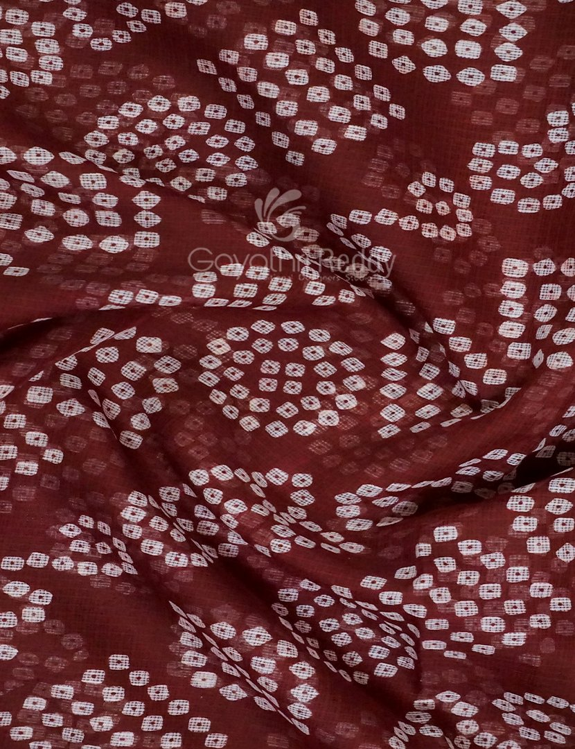 Shades of Maroon With Bandhni Design Pure Kota Cotton Saree By Gayathri Reddy Designer Studio