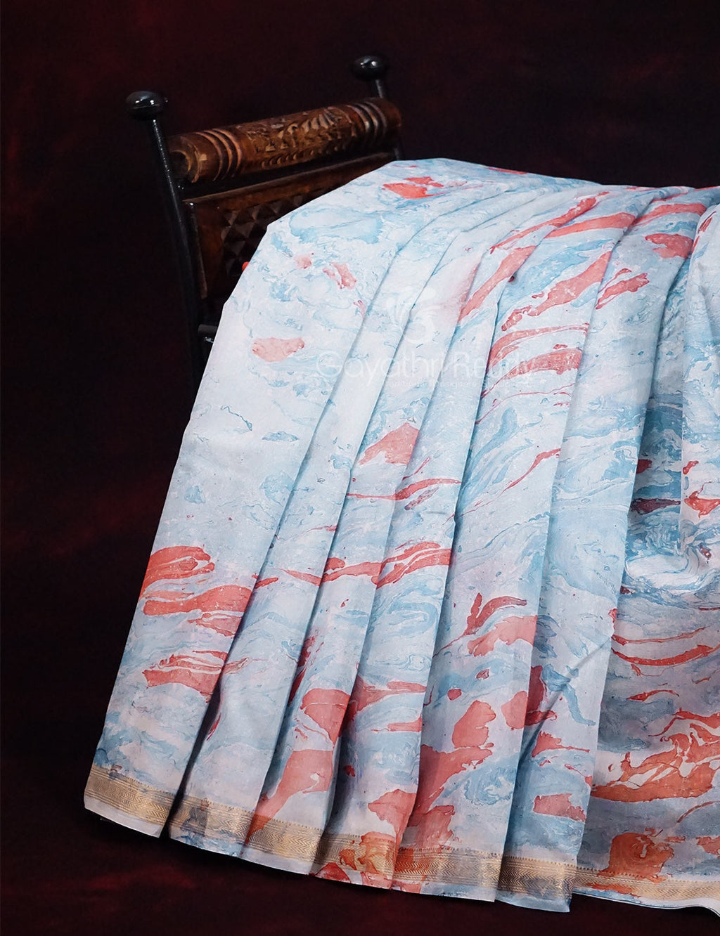 Shades of Sky Blue Colour Printed Pure Chanderi Sico Saree By Gayathri Reddy Designer Studio