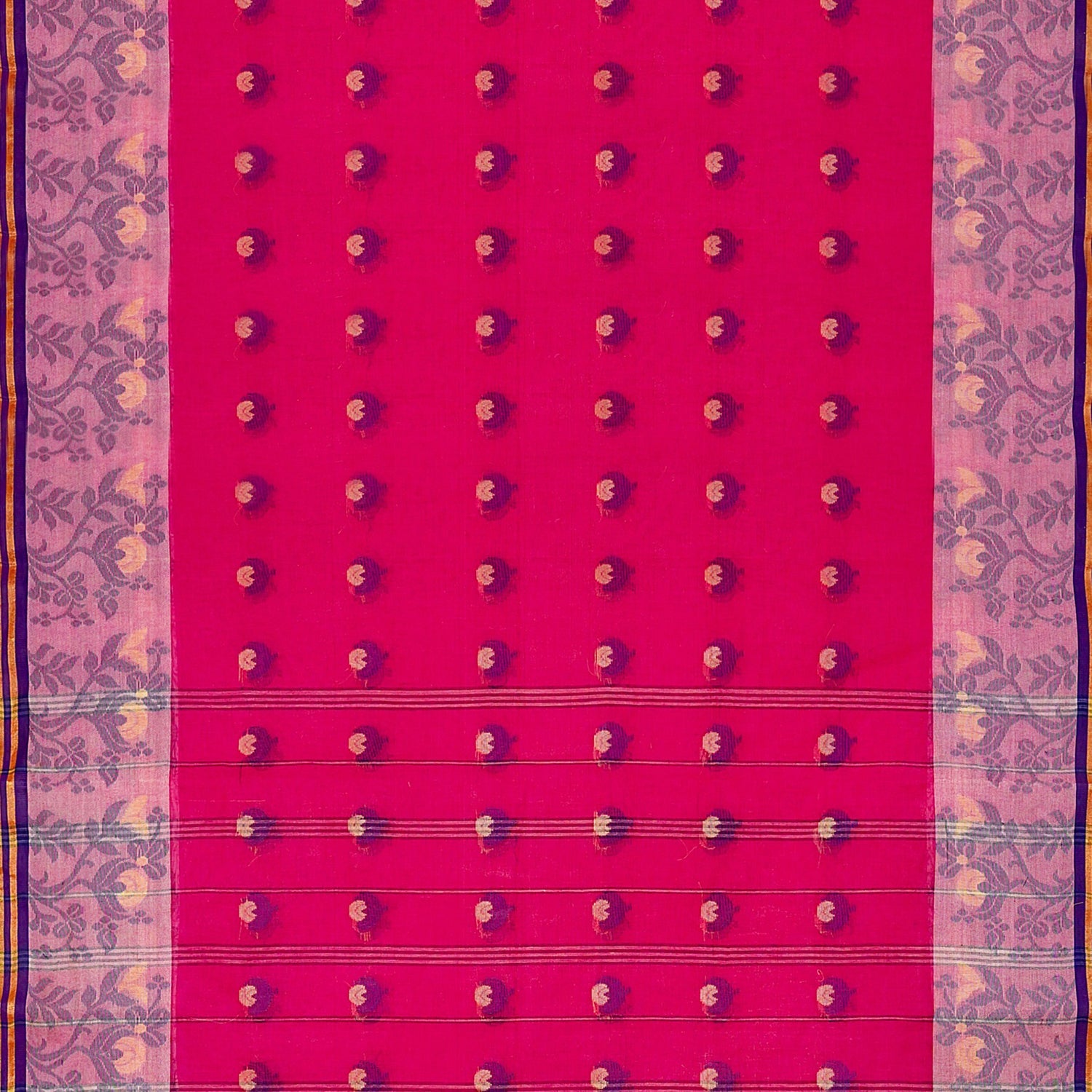 Exclusive Collection 100% Pure Cotton Pink Tant Saree With Hand Weaving Work
