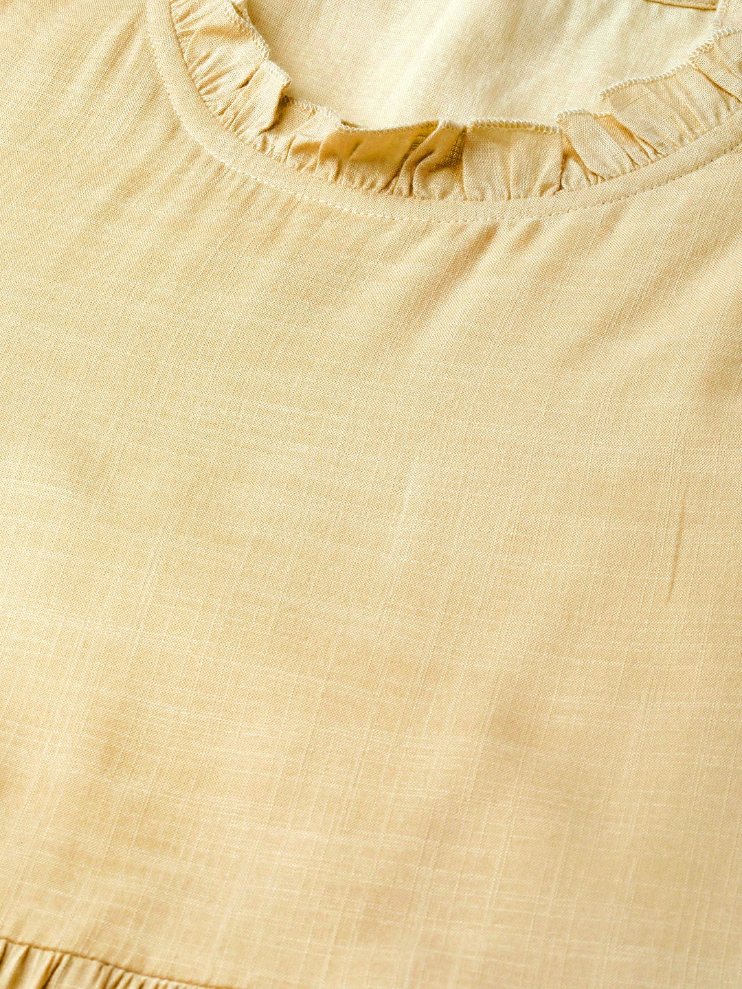 HERE&NOW Women Yellow Solid Tiered Anarkali Kurta