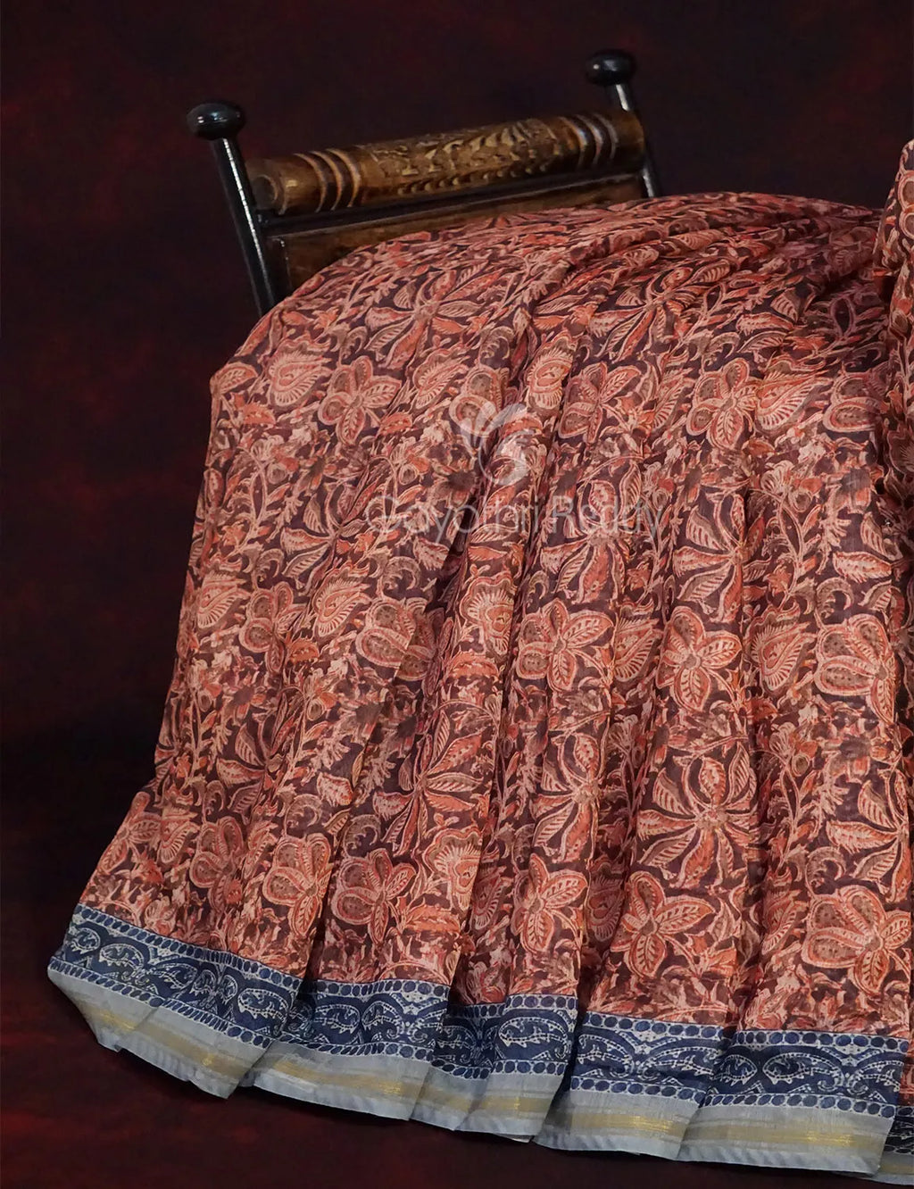 Rust Colour Kalamkaari Design Semi Chanderi Saree By Gayathri Reddy Designer Studio