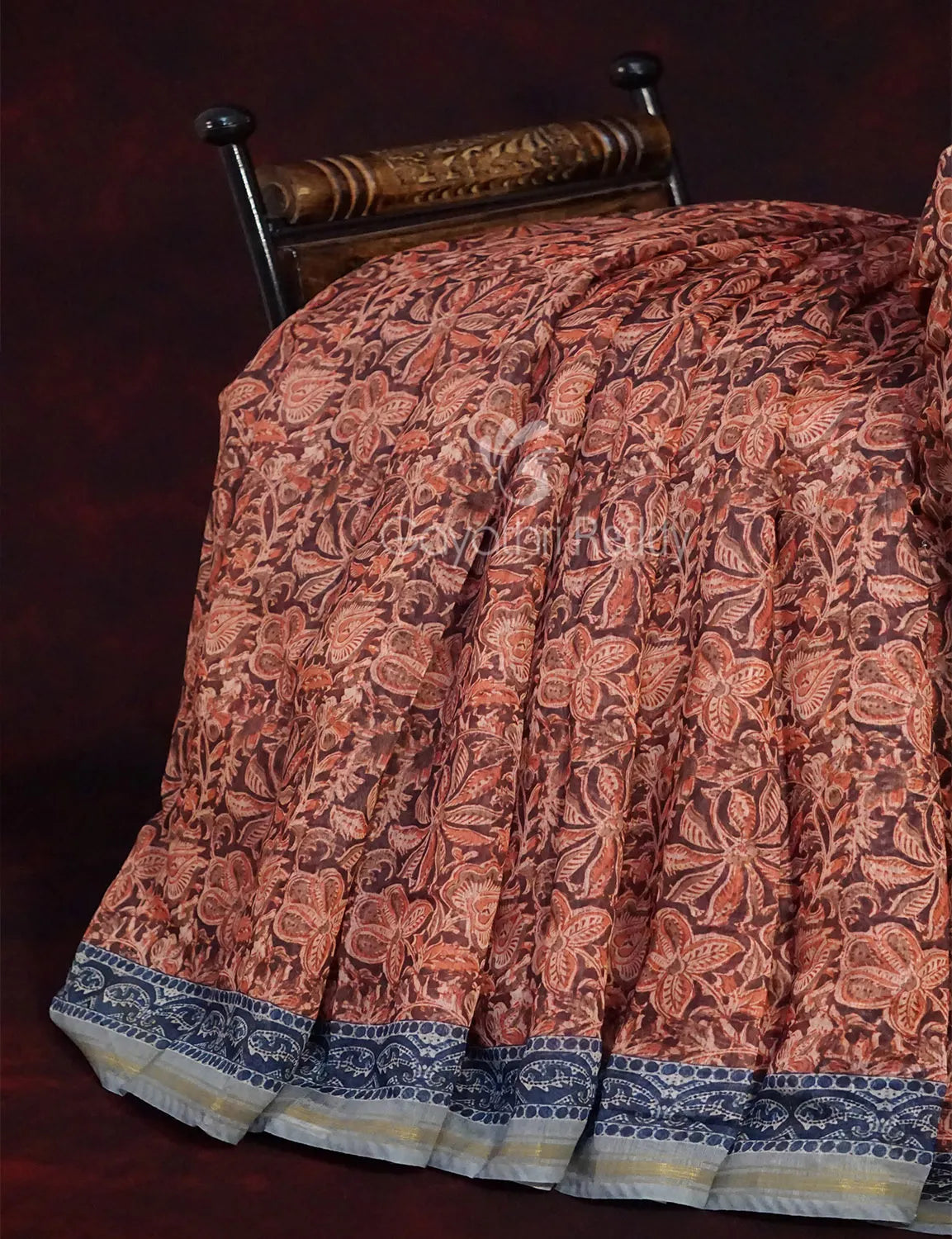 Rust Colour Kalamkaari Design Semi Chanderi Saree By Gayathri Reddy Designer Studio