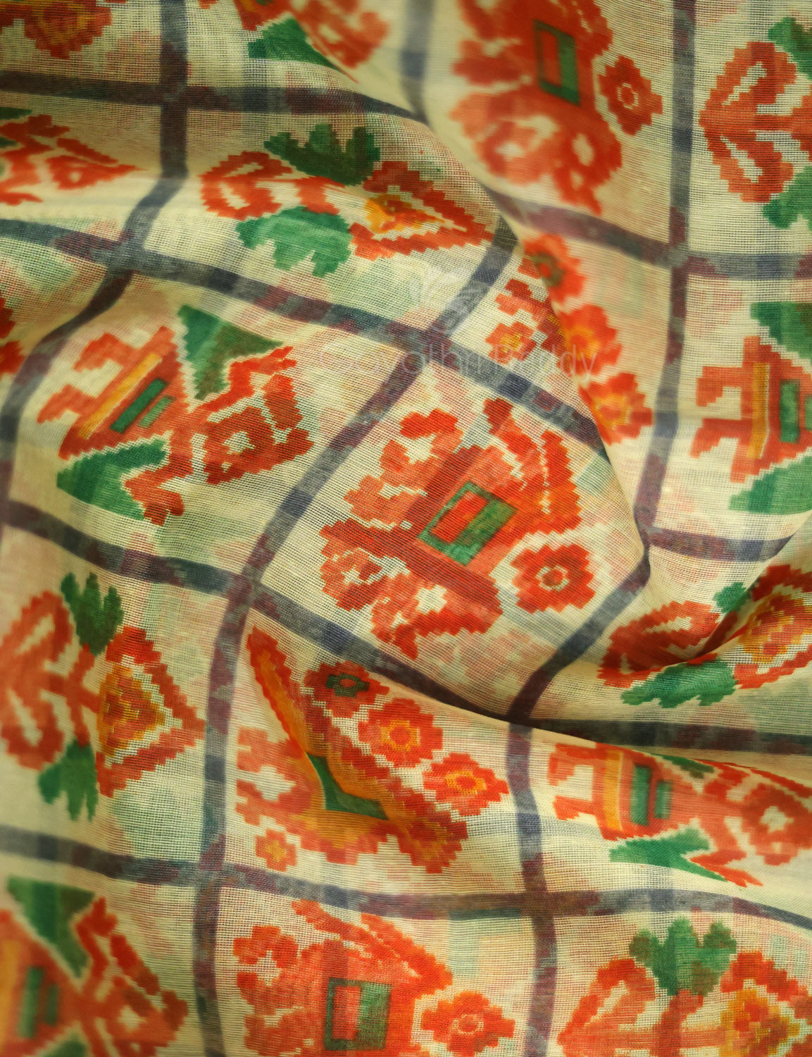 Shades of Cream And Haldi Blouse Patola Print Semi Chanderi Saree By Gayathri Reddy Designer Studio
