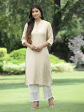 Juniper Womens Ivory Rayon Jacquard Straight Kurta