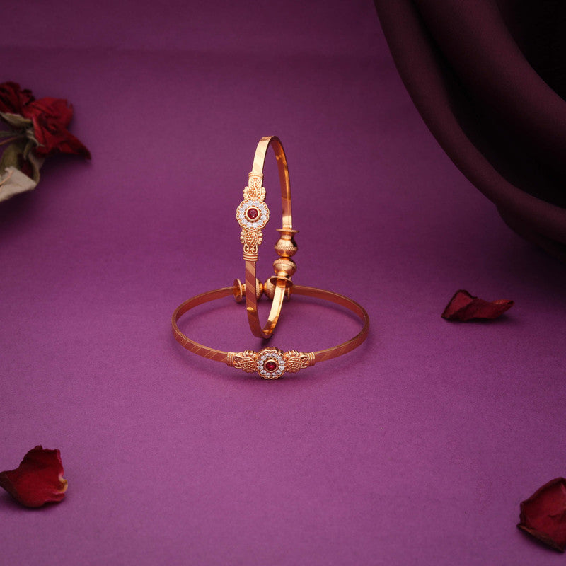 Tehzeeb Creations Brass Gold-Polished Bangle Set