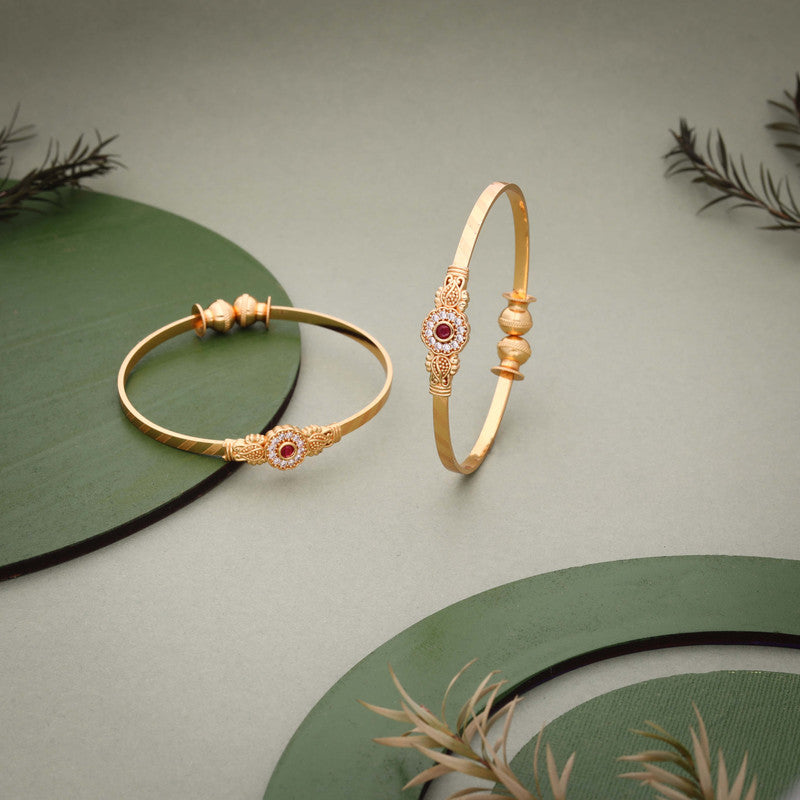 Tehzeeb Creations Brass Gold-Polished Bangle Set