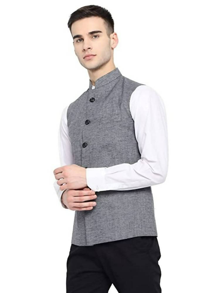 Vastraa Fusion Men's Assorted Dots Blended Festive Nehru Jacket
