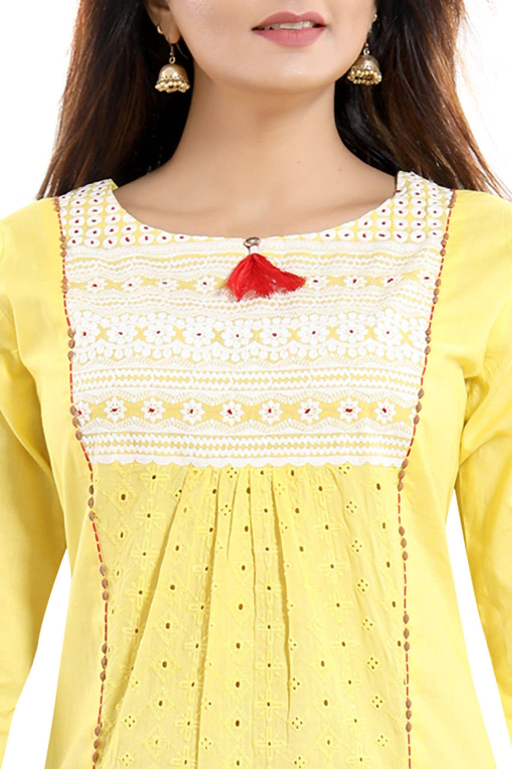 Snehal Creations Vibrant Yellow Cotton Long Chicken Tunic