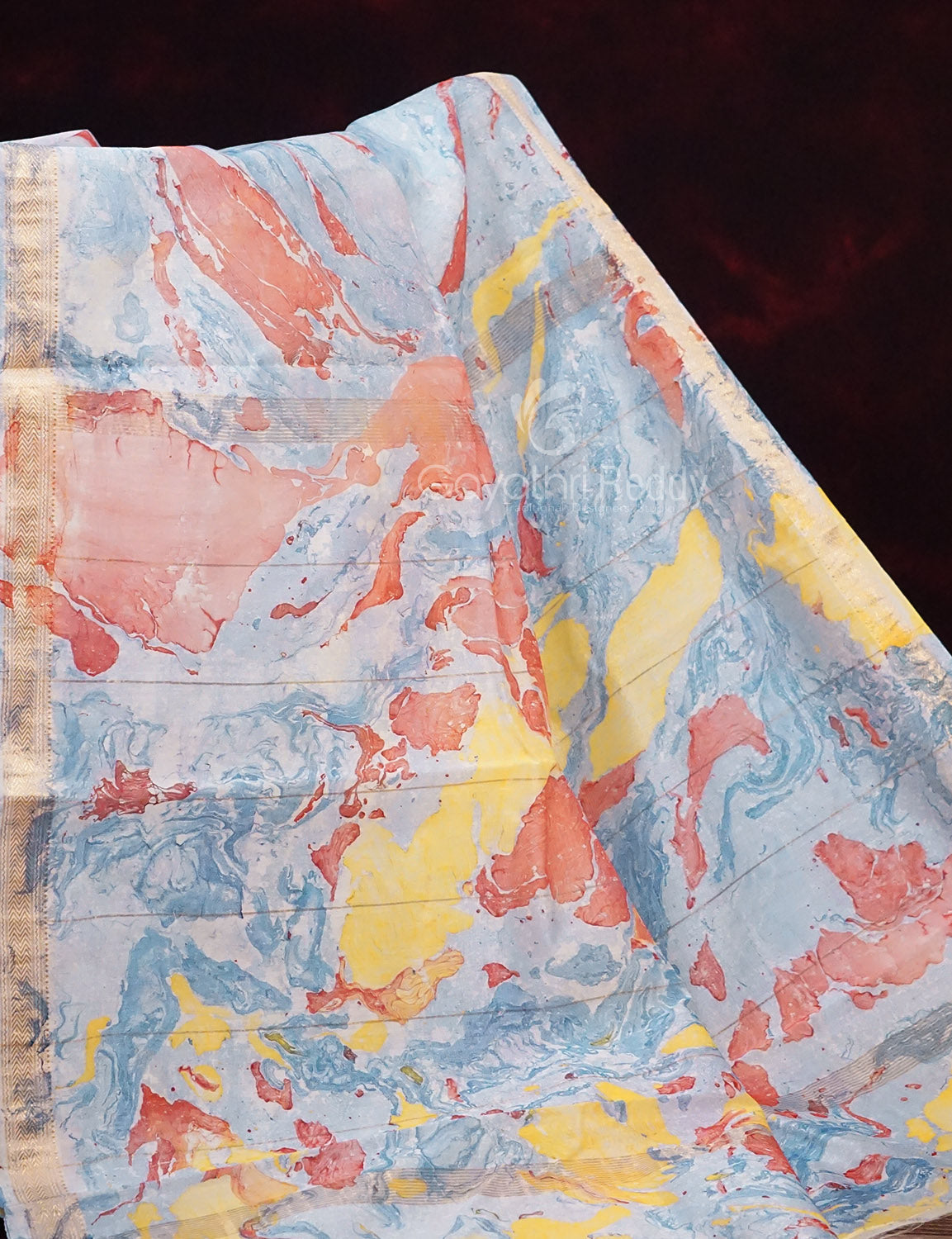 Shades of Sky Blue Colour Printed Pure Chanderi Sico Saree By Gayathri Reddy Designer Studio