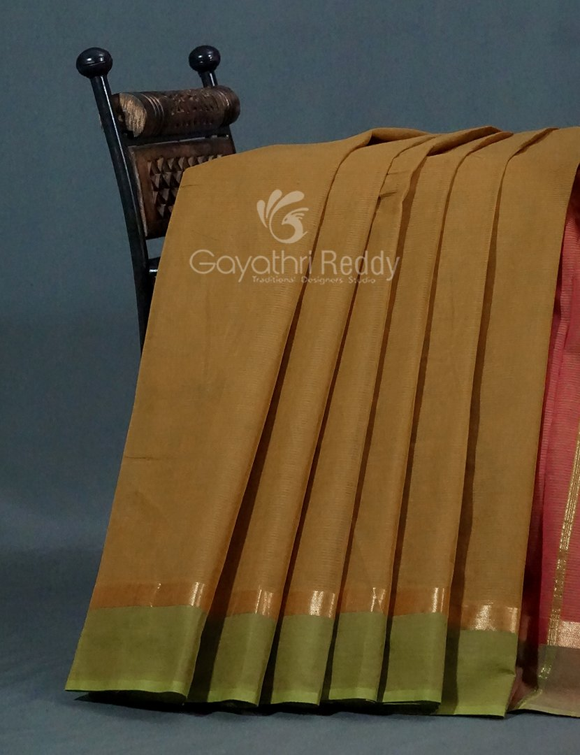 Dual Shades of Dry Mehendi Pure Mangalgiri Cotton By Gayathri Reddy Designer Studio