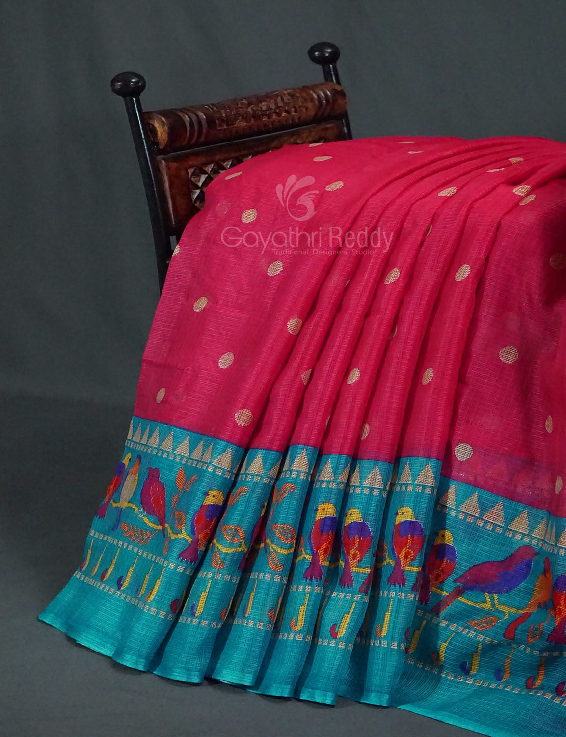 Rani Pink Colour With All Over Buttes Semi Silk Kota Saree By Gayathri Reddy Designer Studio
