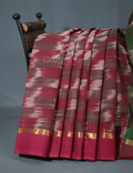 Dual Shades of Maroon And Brown Mangalagiri Ikkat Cotton Saree By Gayathri Reddy Designer Studio