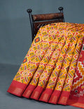 Shades of Mango Yellow Colour Patola Print Semi Chanderi Saree By Gayathri Reddy Designer Studio