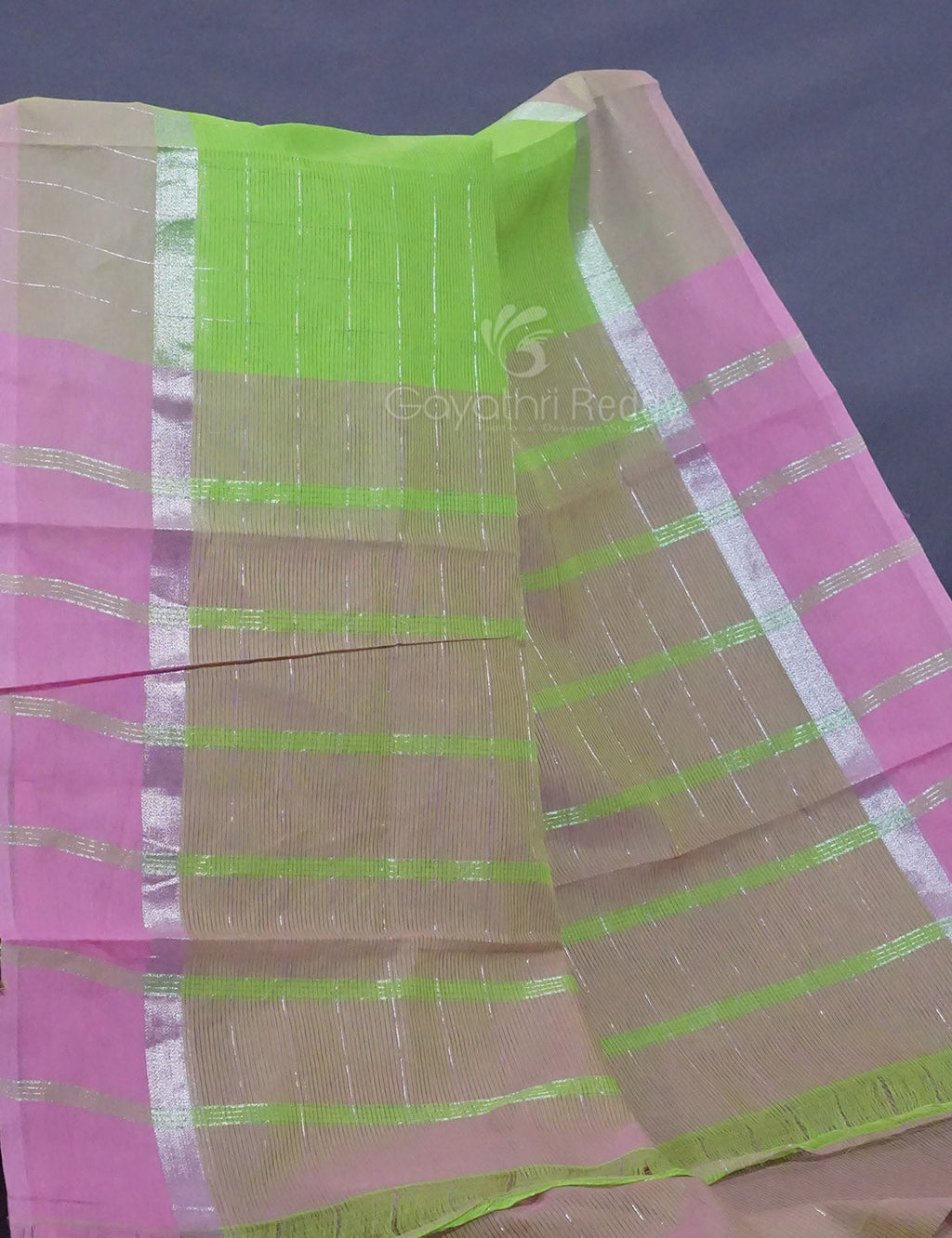 Dual Shade of Apple Green And Baby Pink Pure Mangalgiri Cotton By Gayathri Reddy Designer Studio