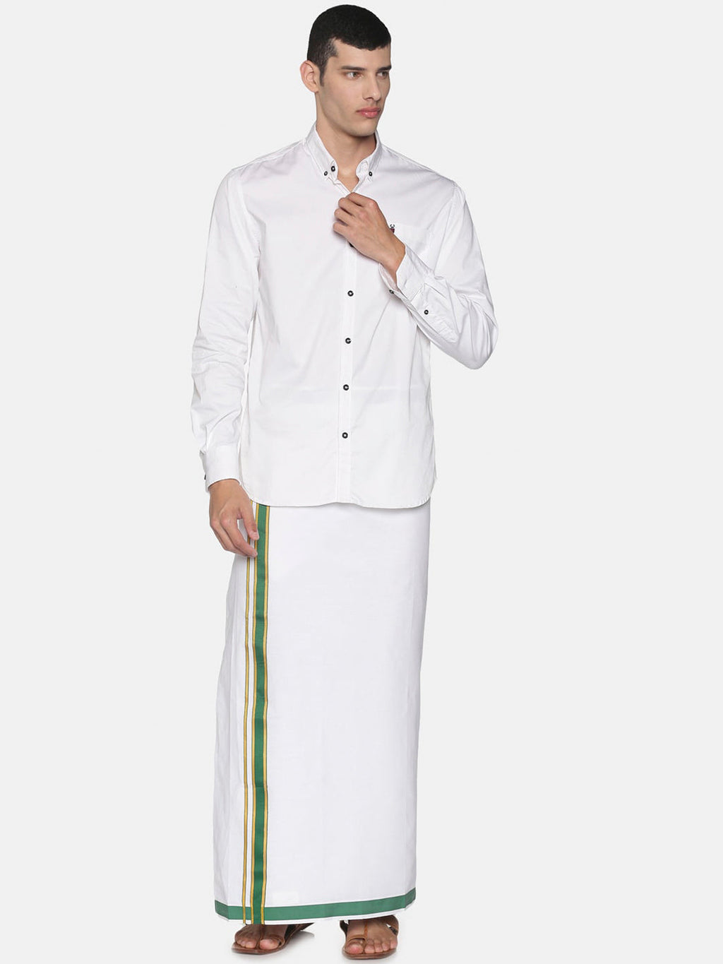 Sethukrishna Men Pack Of 2 White Solid Cotton Readymade Dhoti