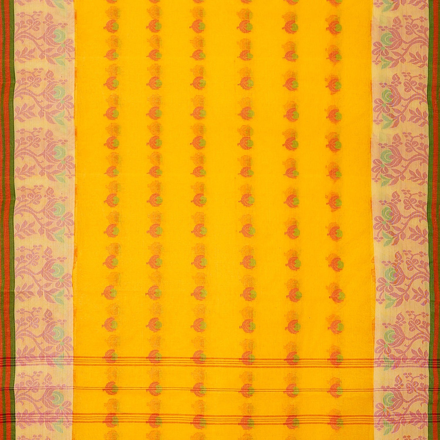 Exclusive Collection 100% Pure Cotton Yellow Tant Saree With Hand Weaving Work