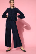 Juniper Womens Navyblue Rayon Embellished Peplum Clothing Set