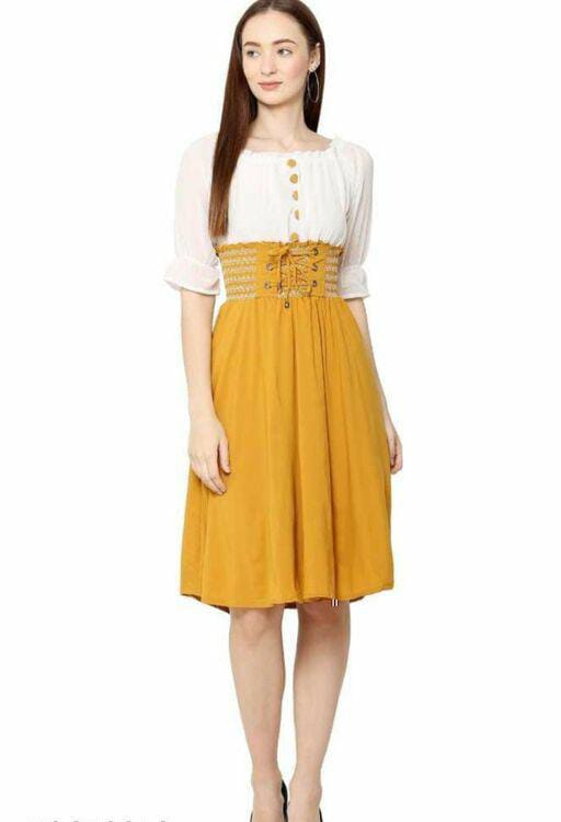 PAVONINE Mustard Color Kansai Midi For Girls