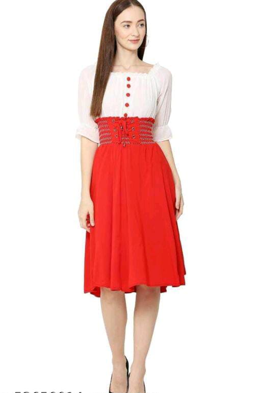 PAVONINE Red Color Kansai Midi For Girls