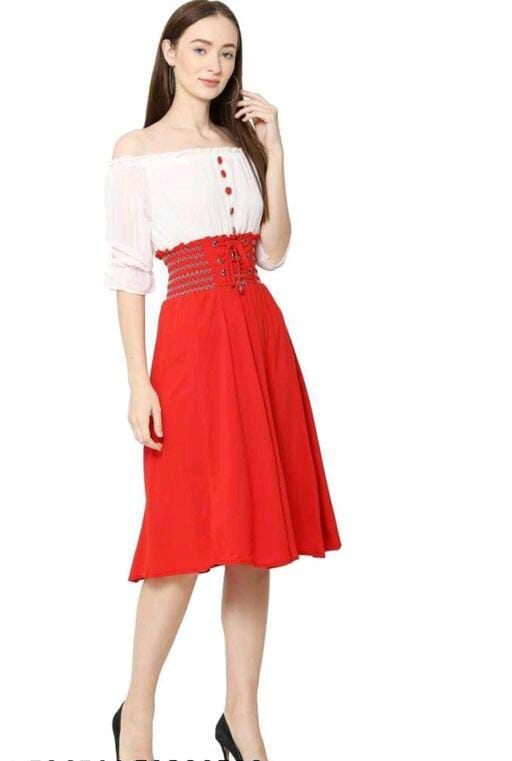 PAVONINE Red Color Kansai Midi For Girls