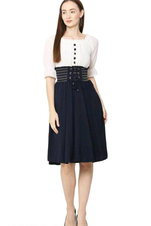 PAVONINE Navy Blue Color Kansai Midi For Girls