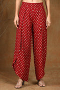Juniper Women's Maroon Rayon Printed Tulip Dhoti Pant