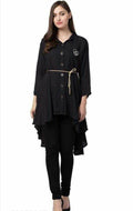 PAVONINE Black Color High-Low Midi For Girls