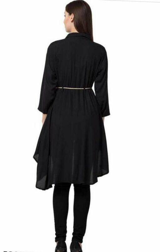 PAVONINE Black Color High-Low Midi For Girls
