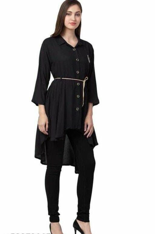 PAVONINE Black Color High-Low Midi For Girls