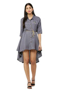 PAVONINE Grey Color High-Low Midi For Girls