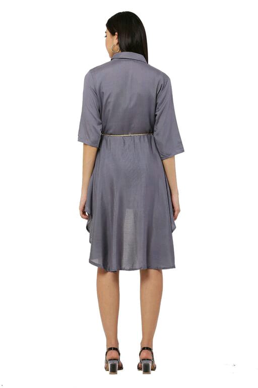 PAVONINE Grey Color High-Low Midi For Girls
