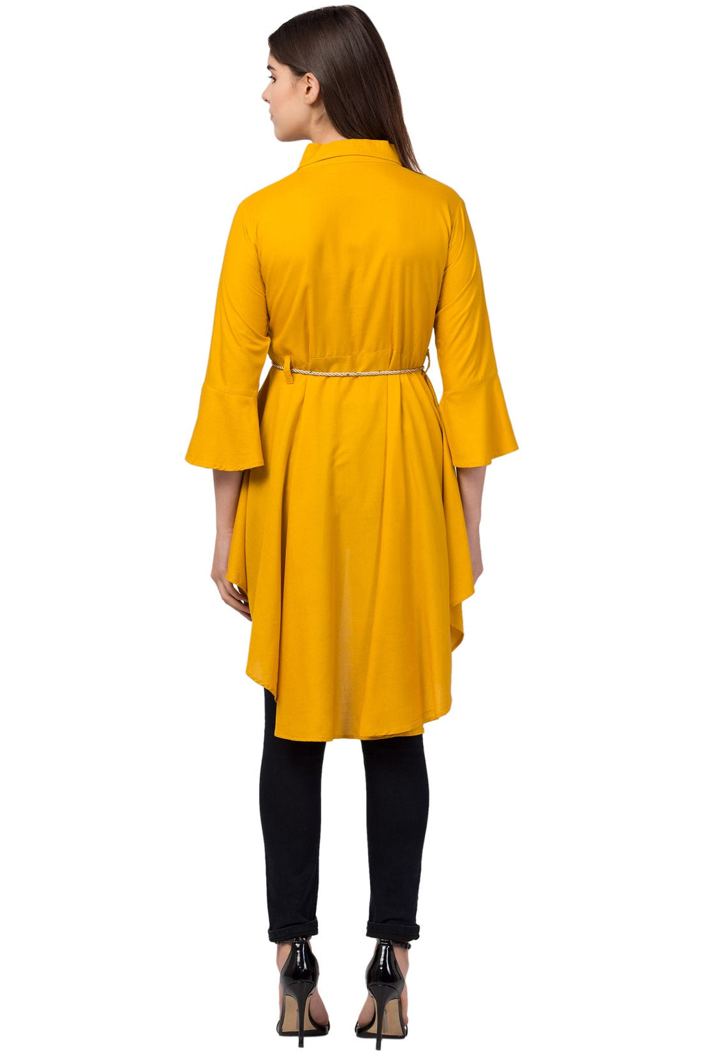 PAVONINE Mustard Color High-Low Midi For Girls