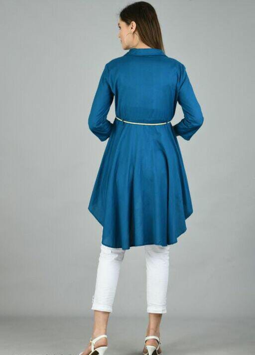 PAVONINE Petrol Color High-Low Midi For Girls