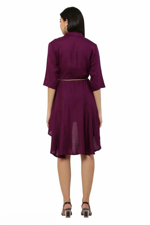 PAVONINE Purple Color High-Low Midi For Girls