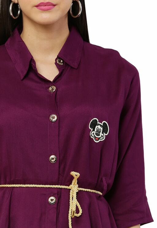 PAVONINE Purple Color High-Low Midi For Girls
