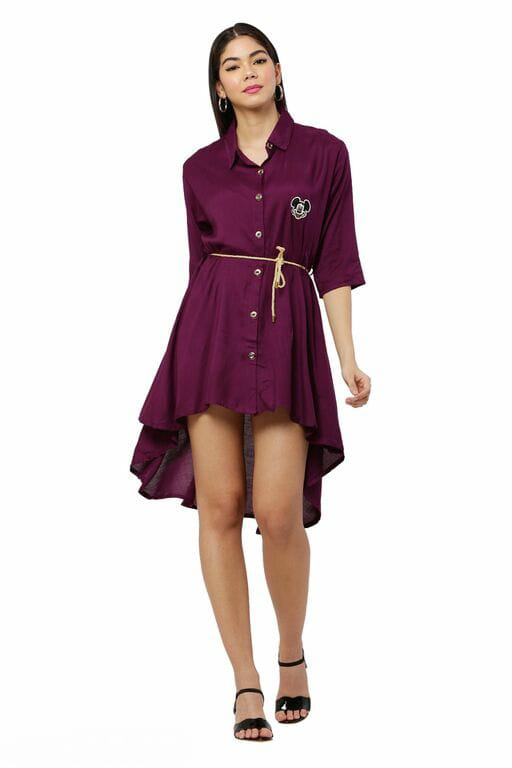 PAVONINE Purple Color High-Low Midi For Girls