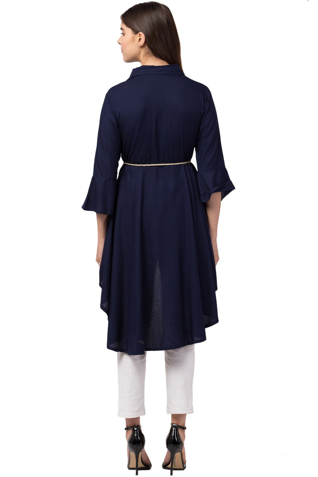 PAVONINE Navy Blue Color High-Low Midi For Girls