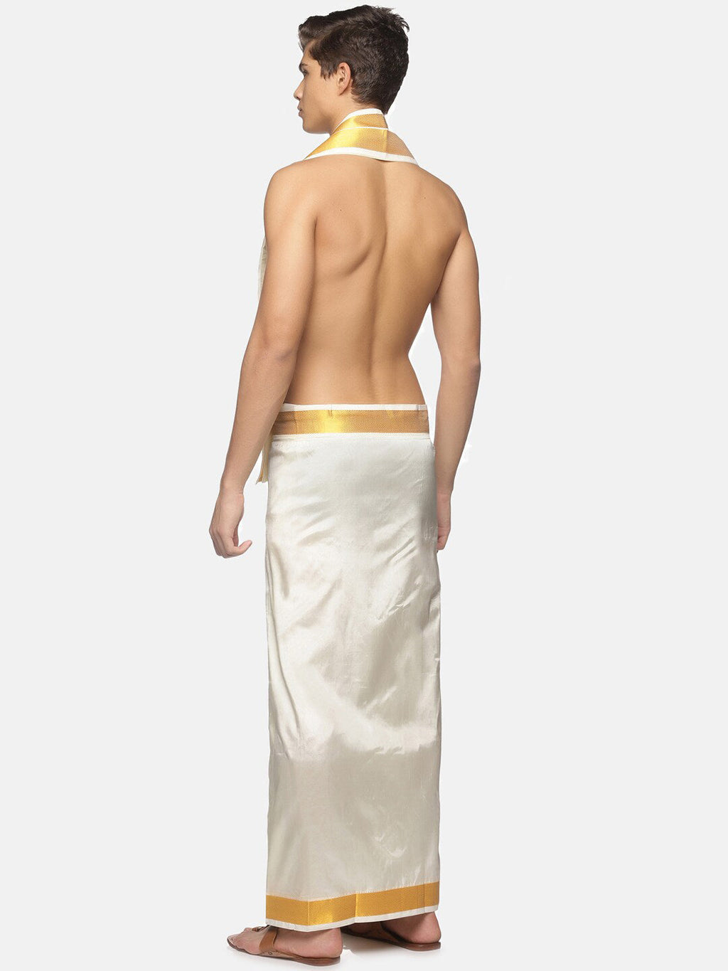 Sethukrishna Cream-Coloured Solid Dhoti For Men