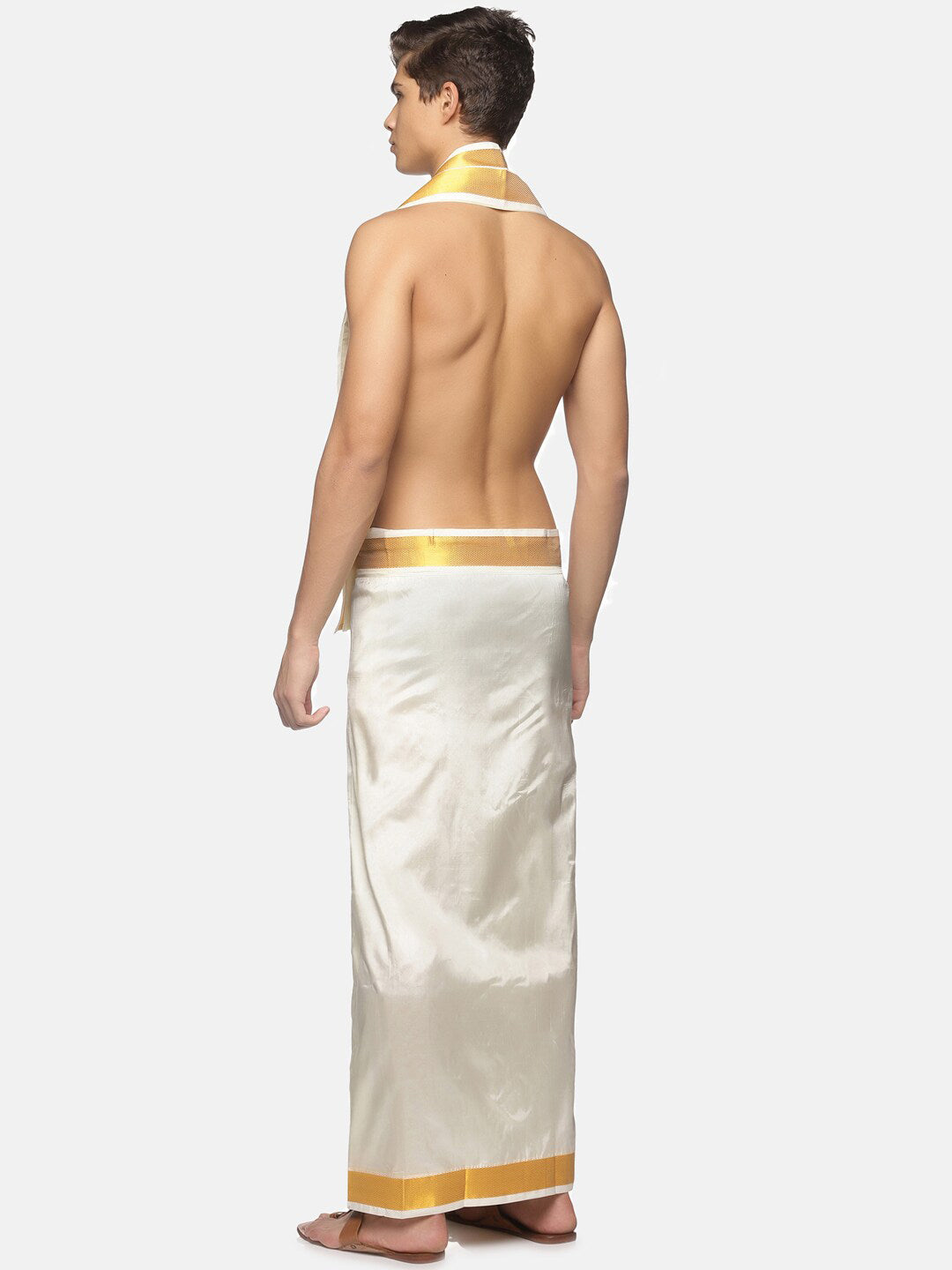 Sethukrishna Cream-Coloured Solid Dhoti For Men