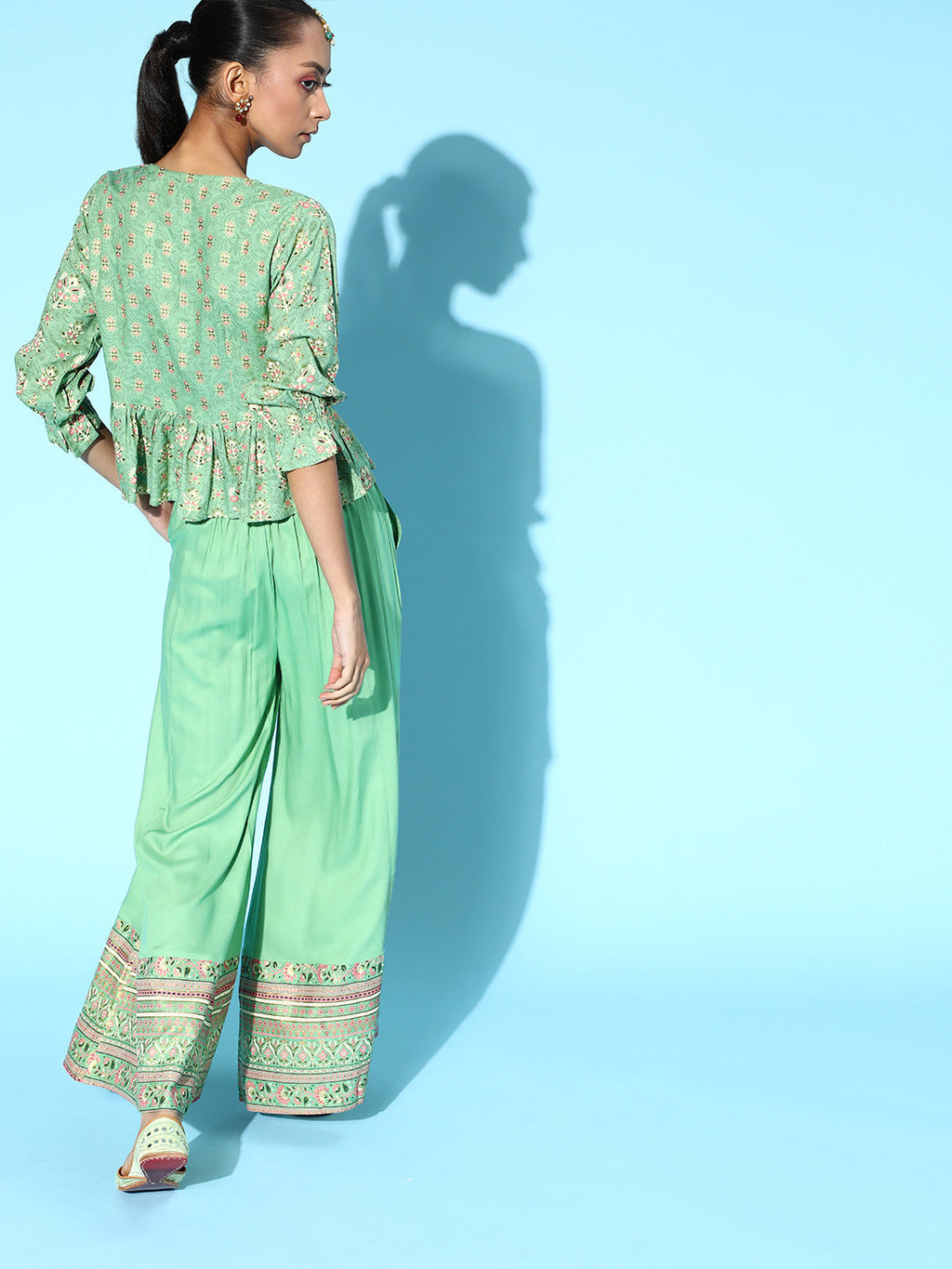 Juniper Womens Pistagreen Floral Printed Rayon Clothing Set