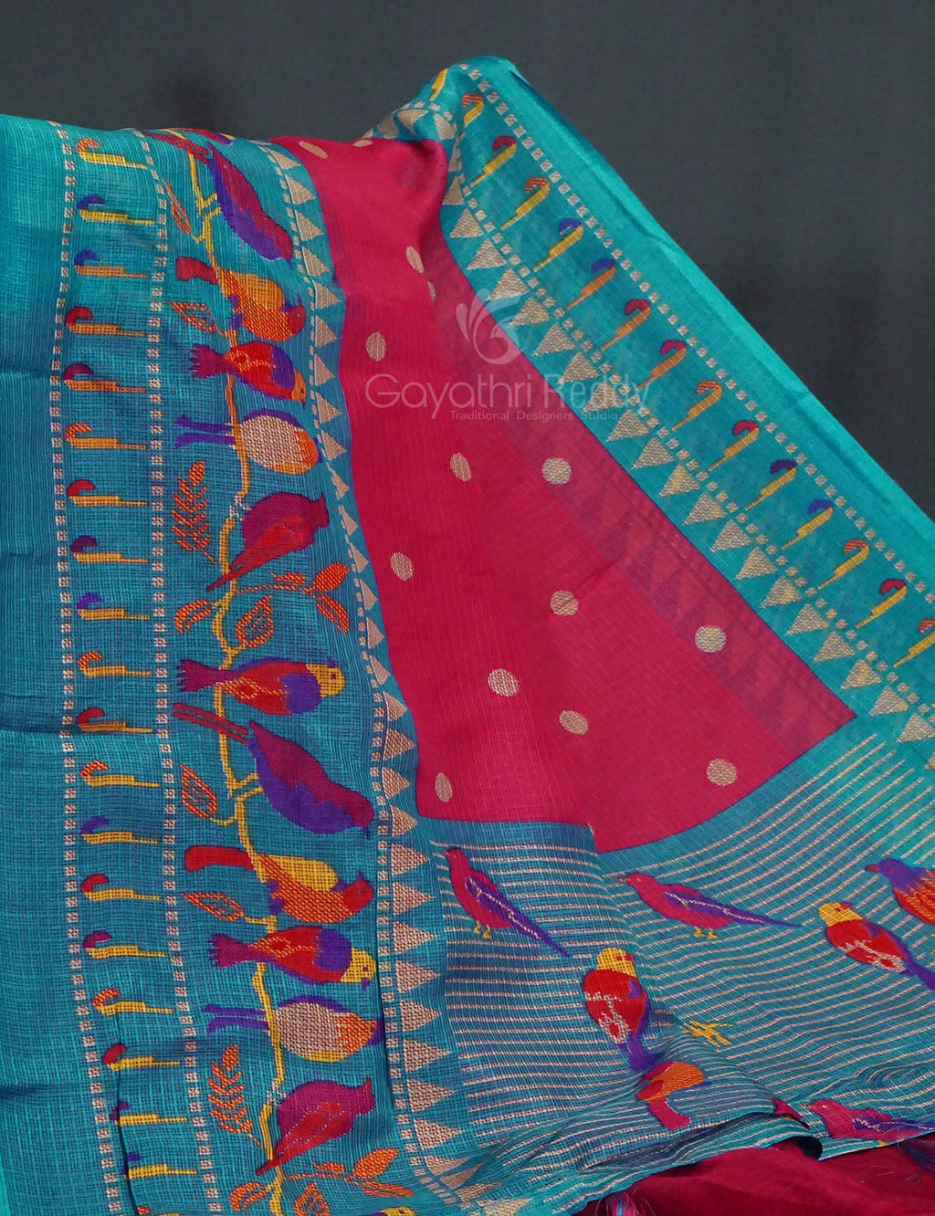 Rani Pink Colored with Buttes Semi Silk Kota Saree By Gayathri Reddy Designer Studio