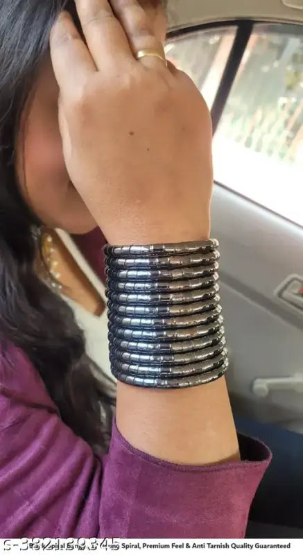 Tehzeeb Creations Women's Silver Viral Spiral Bangle For Girl And Women